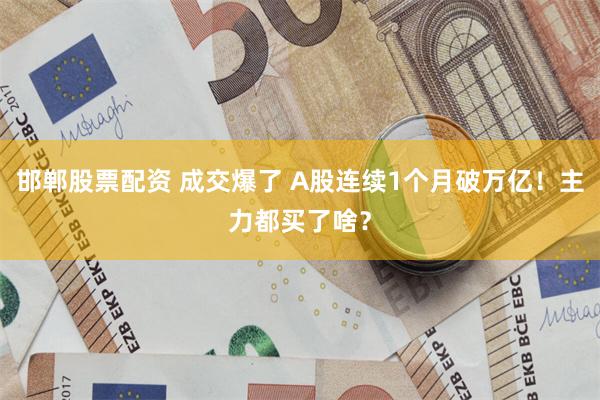 邯郸股票配资 成交爆了 A股连续1个月破万亿！主力都买了啥？