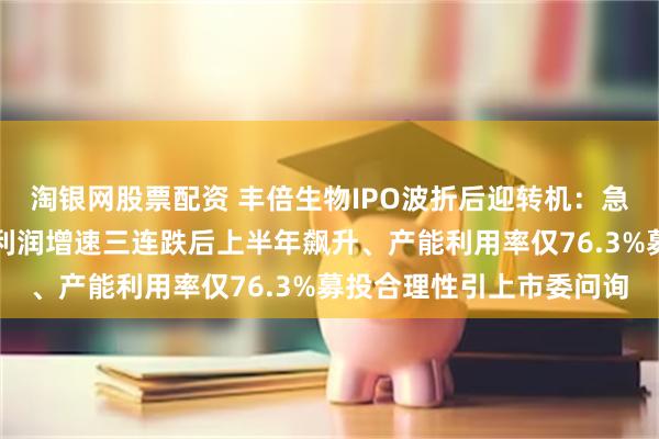 淘银网股票配资 丰倍生物IPO波折后迎转机：急删除补流计划、扣非净利润增速三连跌后上半年飙升、产能利用率仅76.3%募投合理性引上市委问询